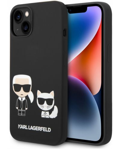 Калъф Karl Lagerfeld - Karl and Choupette, iPhone 14 Plus, черен - 2